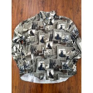 VINTAGE Summa Outdoor Shirt Mens XL Dogs Birds Animal Print Country Hunting 90s